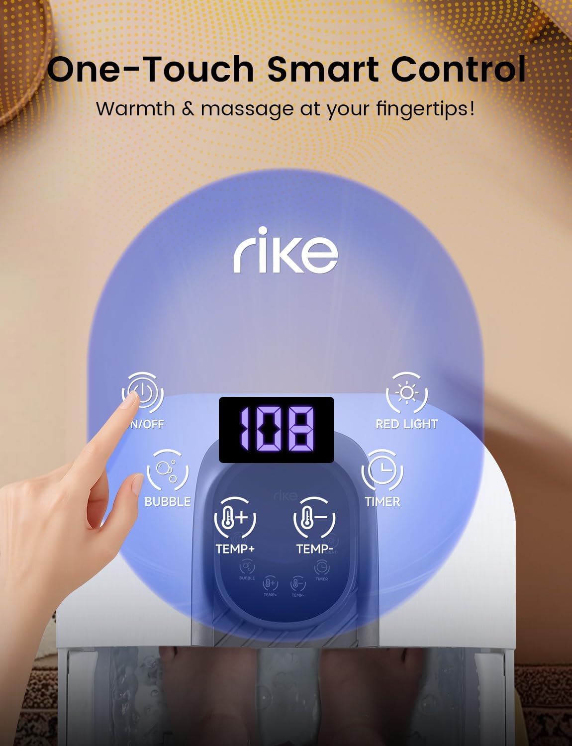 RIKE Pediluvio Massaggiatore Riscaldante Pieghevole, Massaggio Piedi Spa 35℃-48℃