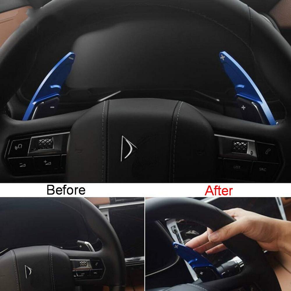 TAYDMEO 2 PCS Car Steering wheel shift paddle Cover sticker Car Styling Aluminum Cover Stickers, for CITROEN DEESSE DS7 2018 19 H