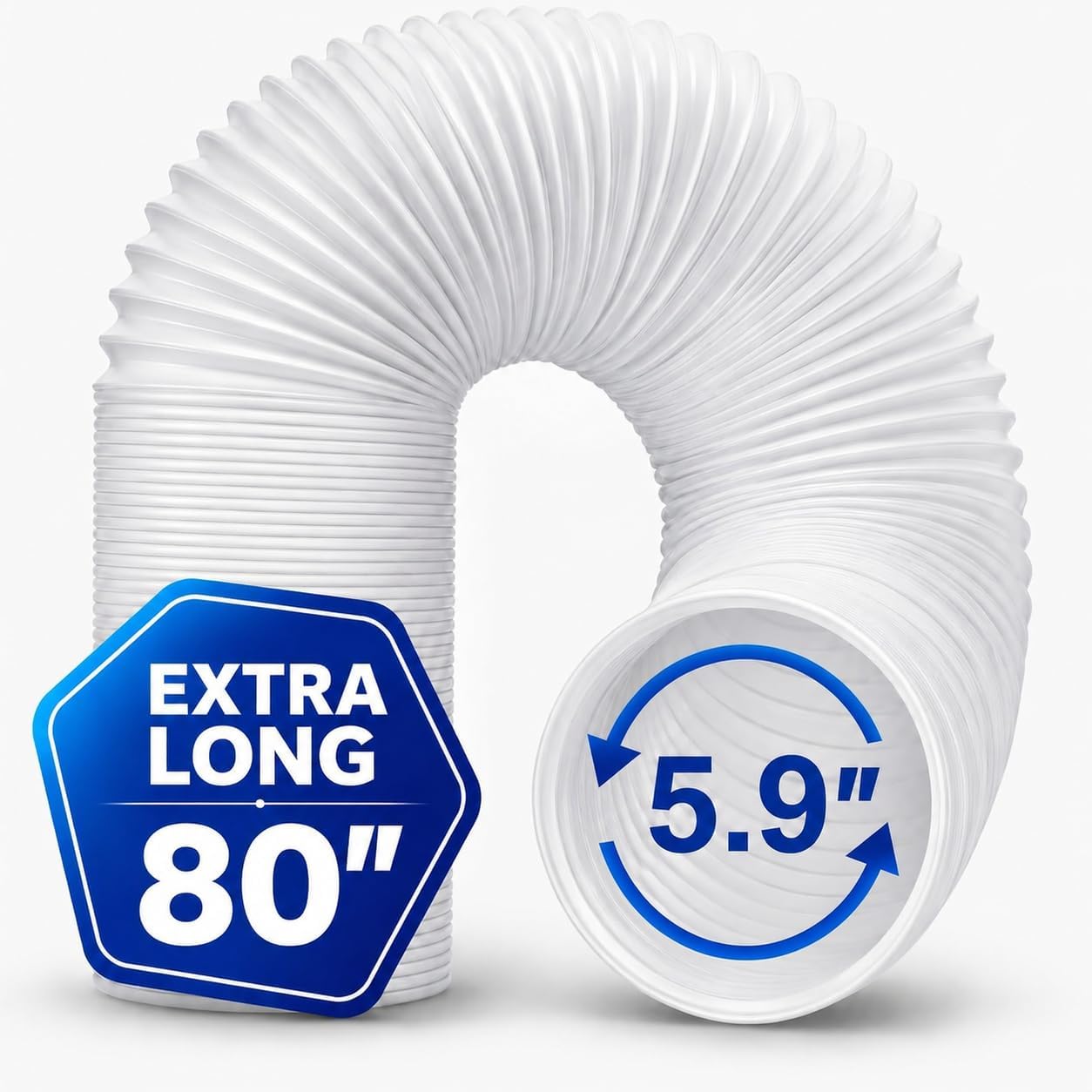 Portable AC Exhaust Hose 5.9 Inch Diameter, 80 Inch Length Anti-Clockwise Thread Air Conditioner Hose Compatible With Haier, Delonghi and More (Anti-Clockwise 5.9 inch)