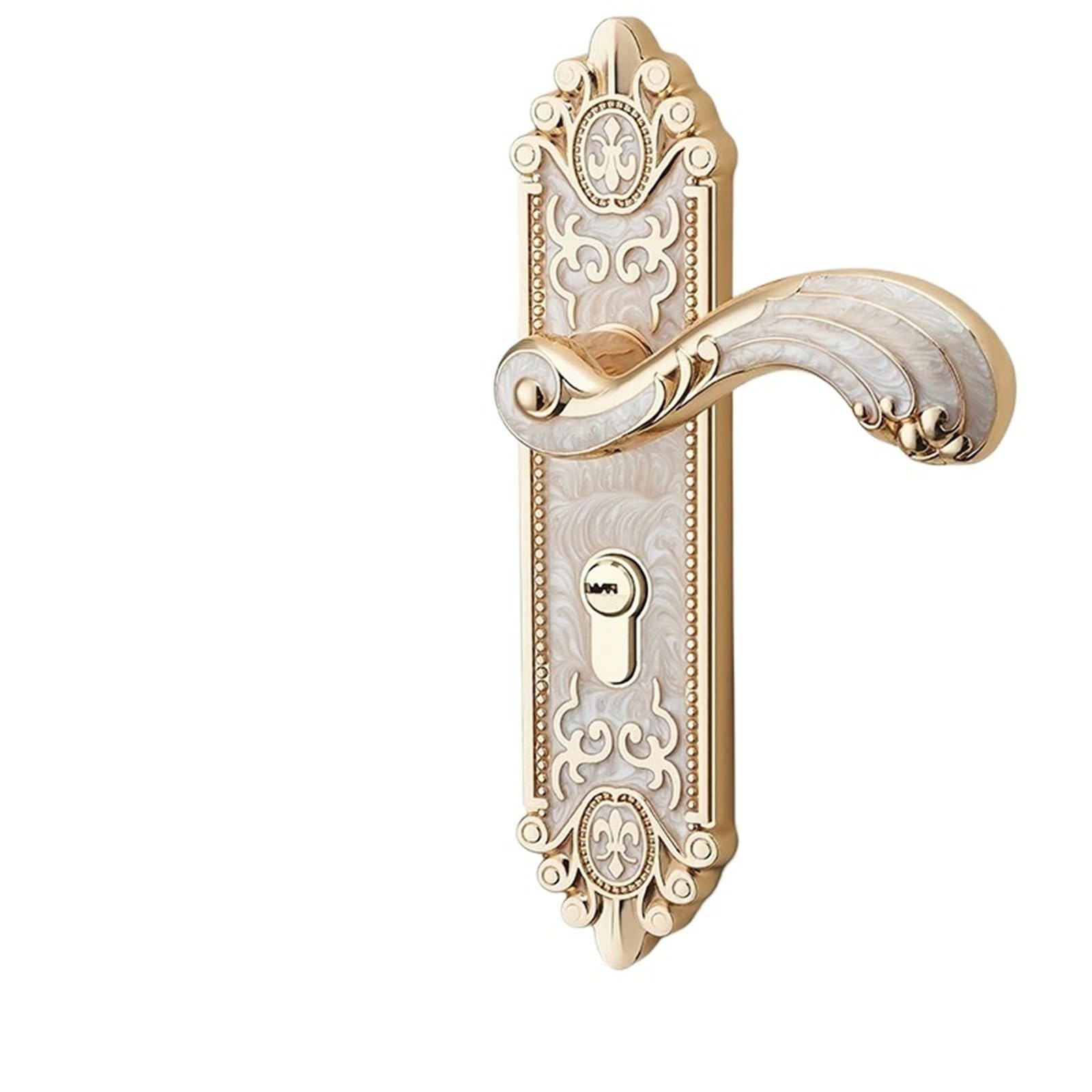 Hqycl White_50mm Door Locks With Keys Door Handle Ivory White Security Entrance Door Lock Mute Anti-Theft Door Hardware