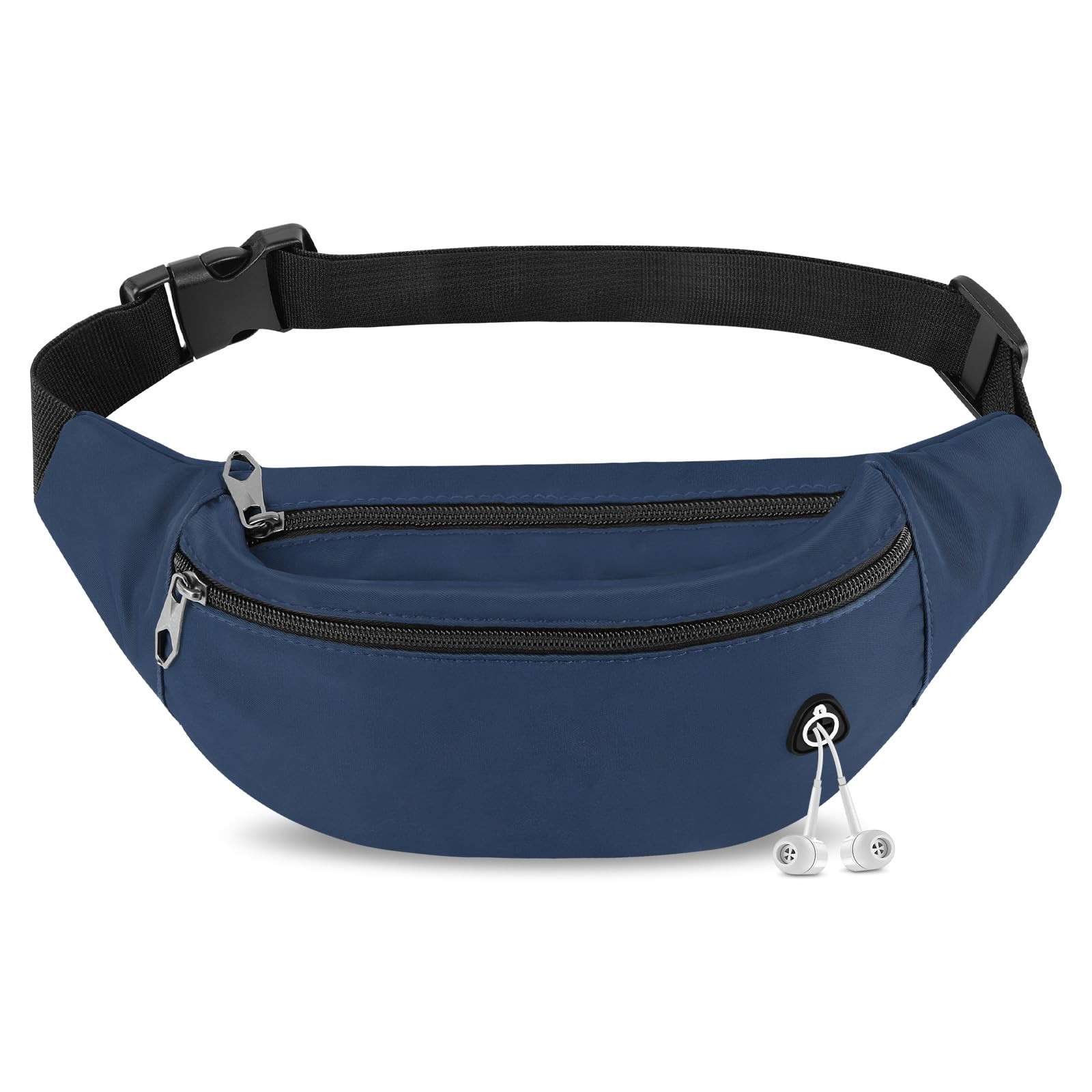 HOTUT Bum Bag for Ladies Women Men, with Headphone Jack & 3 Zipper Pockets