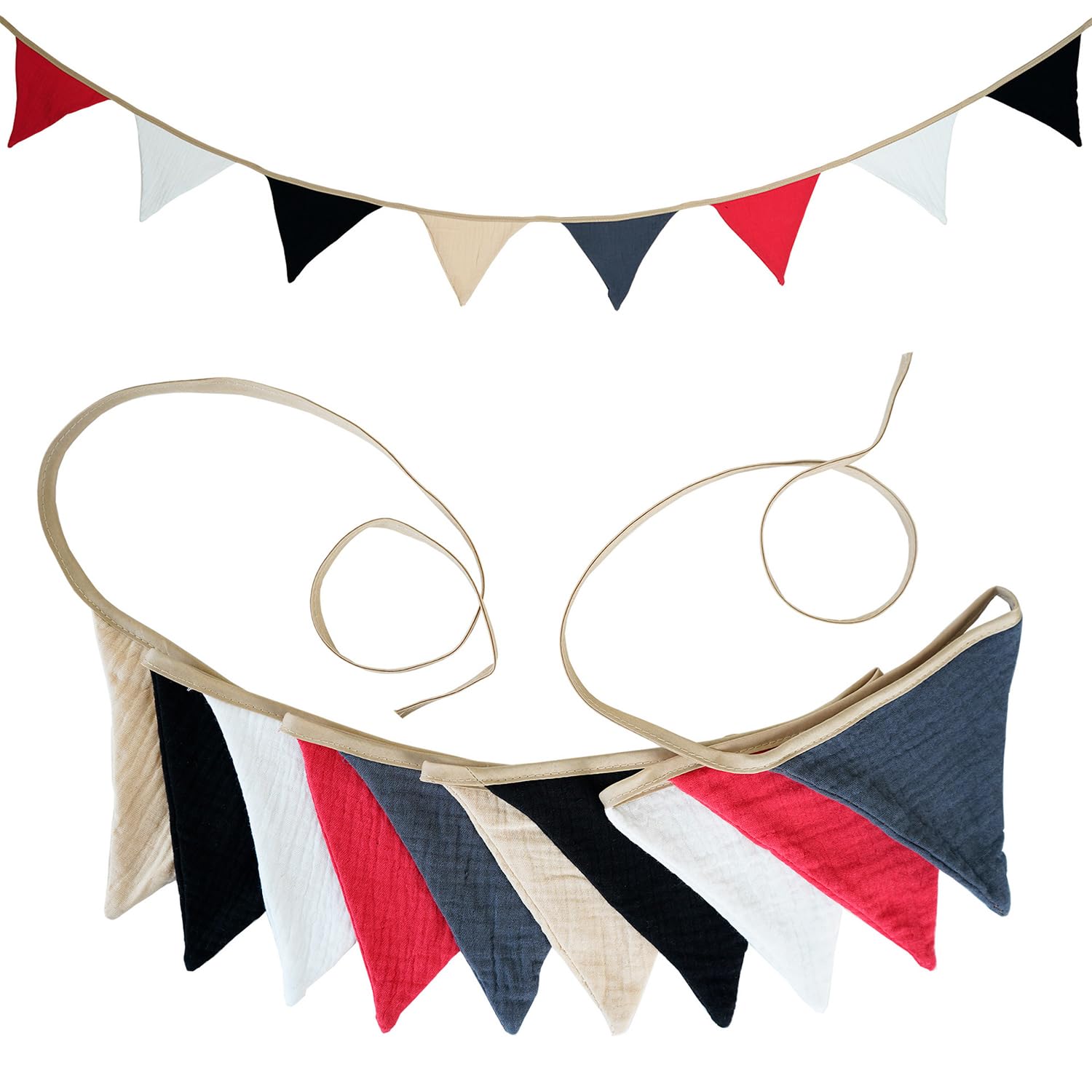 HIVTE Baby Bunting Garland - Nursery Decor, Double Sided Cotton Banner for Birthday, Wedding Shower, Garden Party, Boys Girls Bedroom Decoration (Red & Black)