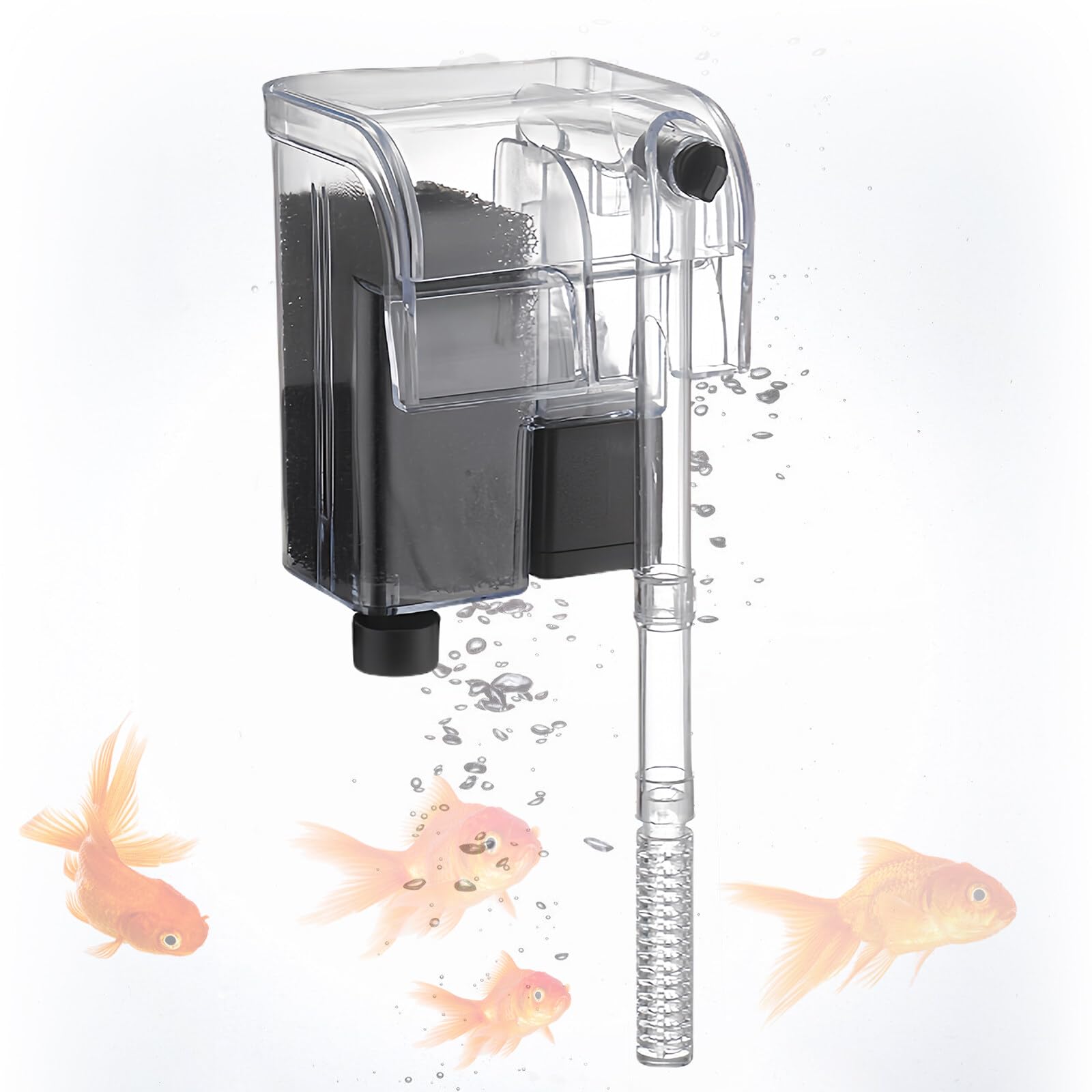 Leikurvo Filtro de acuario: filtro exterior silencioso para acuario, filtro con clip, bomba de oxígeno, filtro de acuario montado en la pared para acuarios de hasta 30 l, flujo ajustable, 3 W