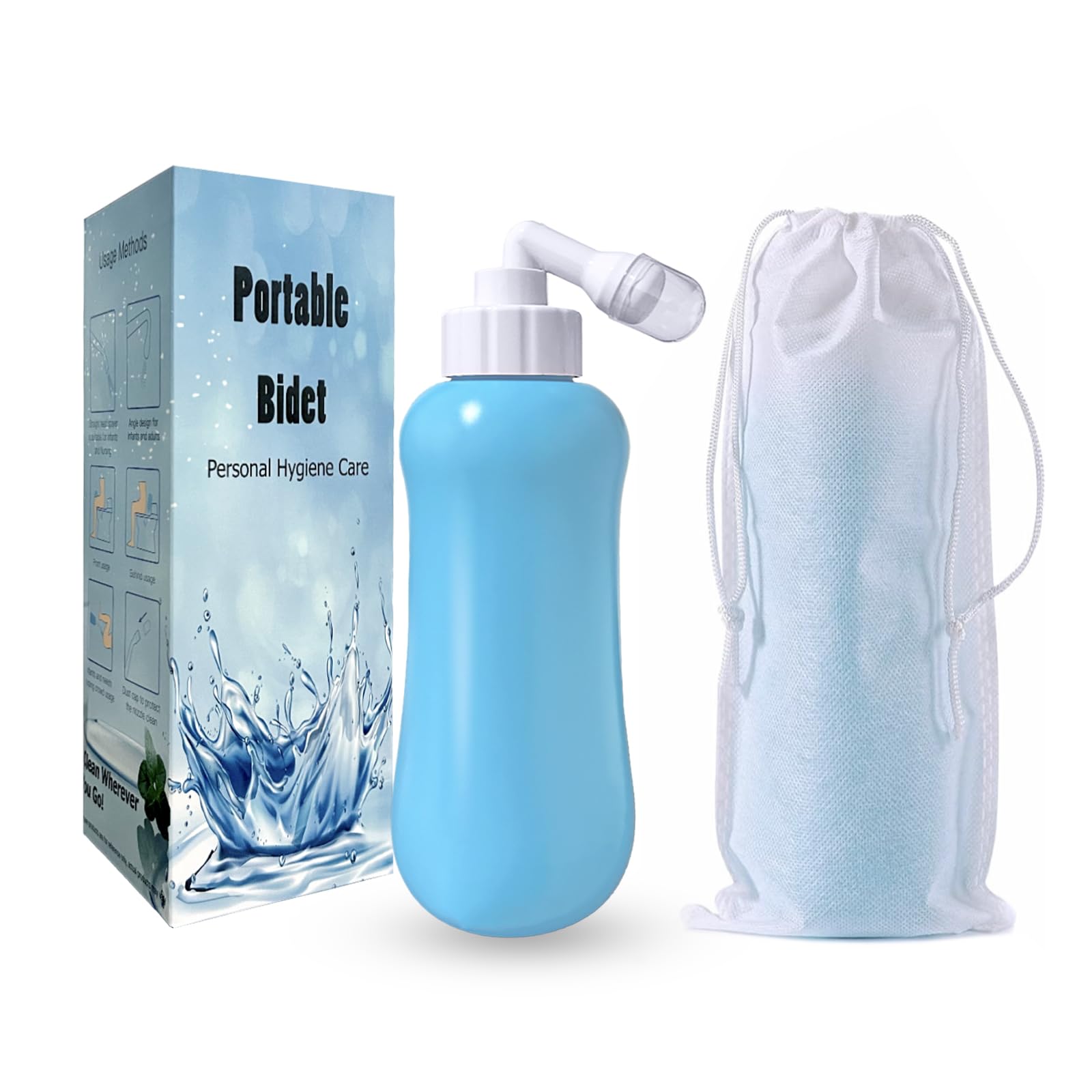 Venivici 携帯ウォシュレット 手動 おしり洗浄器 携帯ビデ 大容量 軽量 温水洗浄便座 携帯温水洗浄器 旅行 キャンプ オムツ 介護 衛生ケア用 防水収納袋付き