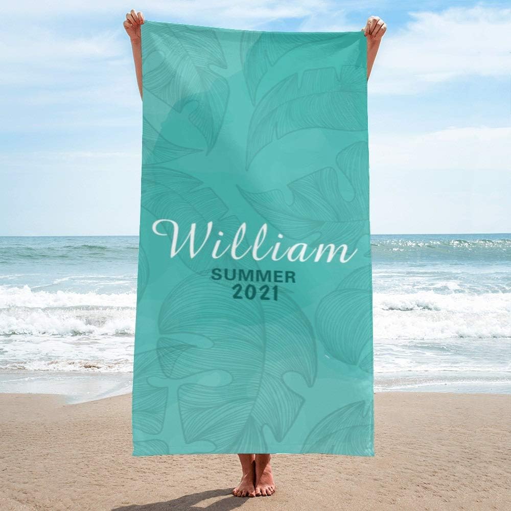 Personalized Beach Towels, Monstera Pattern Bath Towel Custom Travel Beach Pool and Bath Towels for Adults Toddler Baby Boys Girls (Option 3)