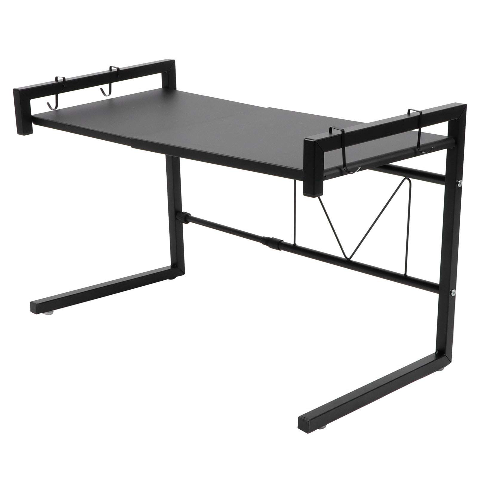 Cocoarm Rejilla Negra para Horno Microondas Soporte para Microondas de Acero Al Carbono Estante Ajustable de 17,3 a 26 X 14 X 16,9 Pulgadas Capacidad de 25 Kg con 4 Ganchos para Encimera de Cocina