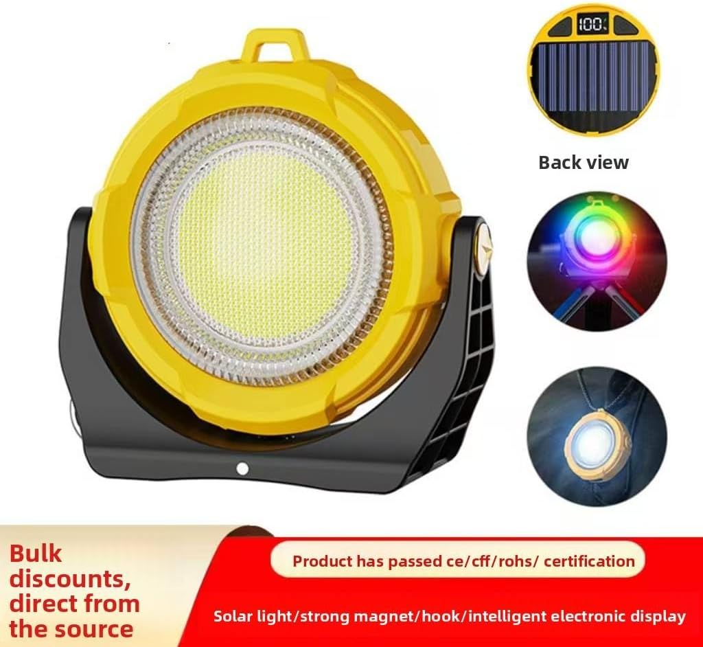 Portable Multifunctional AA Solar Camping Light LED 6000K Daylight High CRI 95 200-300M USB Rechargeable ABS IP65 Adjustable