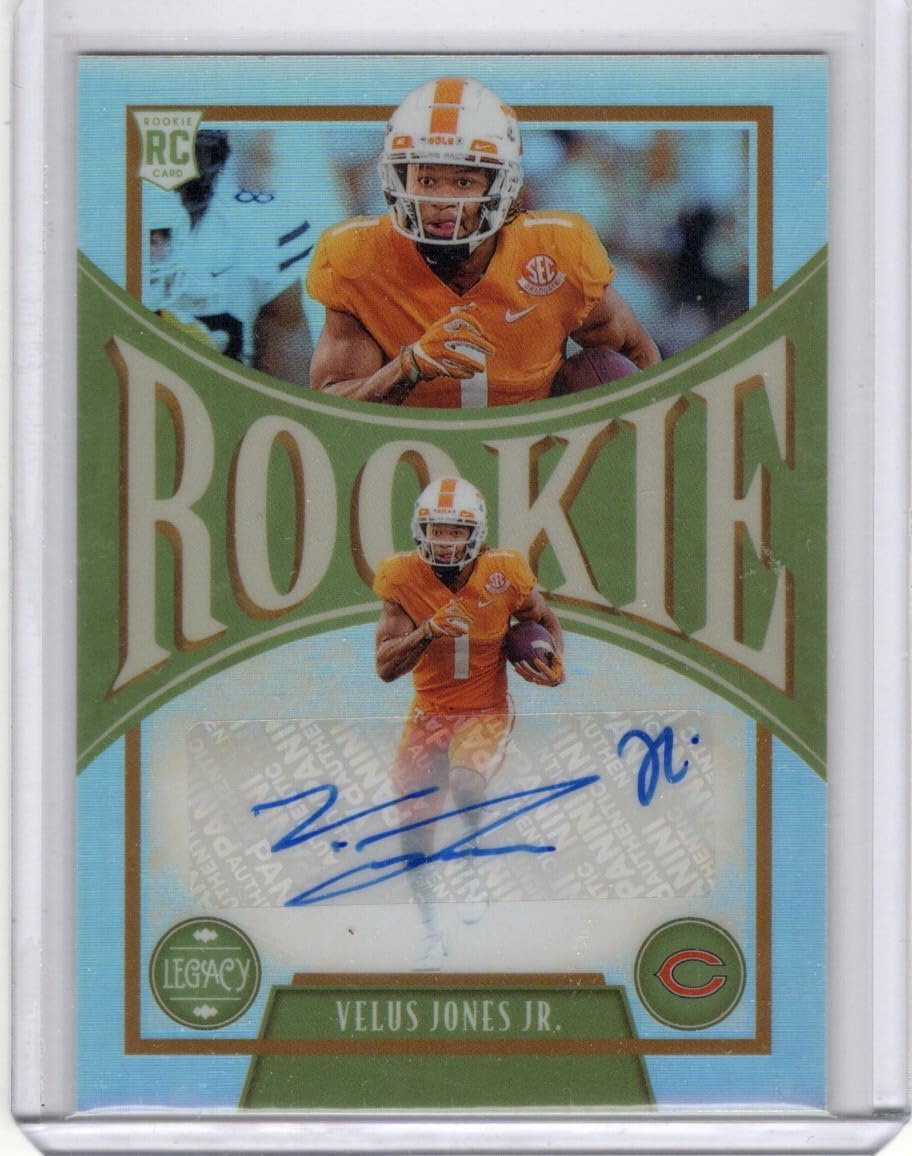 Velus Jones Jr. Autographed Legacy Draft Collectible Football Card- 2022 Panini Legacy Football Card #168 (Bears)