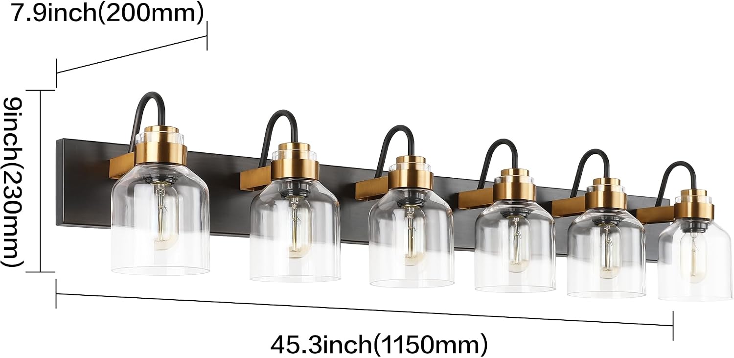 PRESDE 6 Light Bathroom Vanity Light Fixtures Over Mirror Bronze Brushed Black Vintage Bathroom Wall Sconce