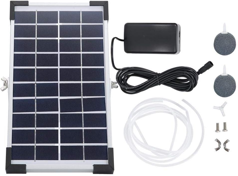 KSTEE Fish Tank Pump, Solar Powered Oxygenator Fish Tank Aquarium Pond Water Oxygen Pump Air Pump BSV-AP006