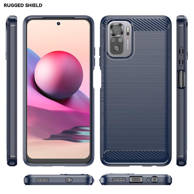 Image of Hybrid Carbon Fiber Back Case for Redmi Note 10s / Note 10 4G / Note 11 SE (Blue)
