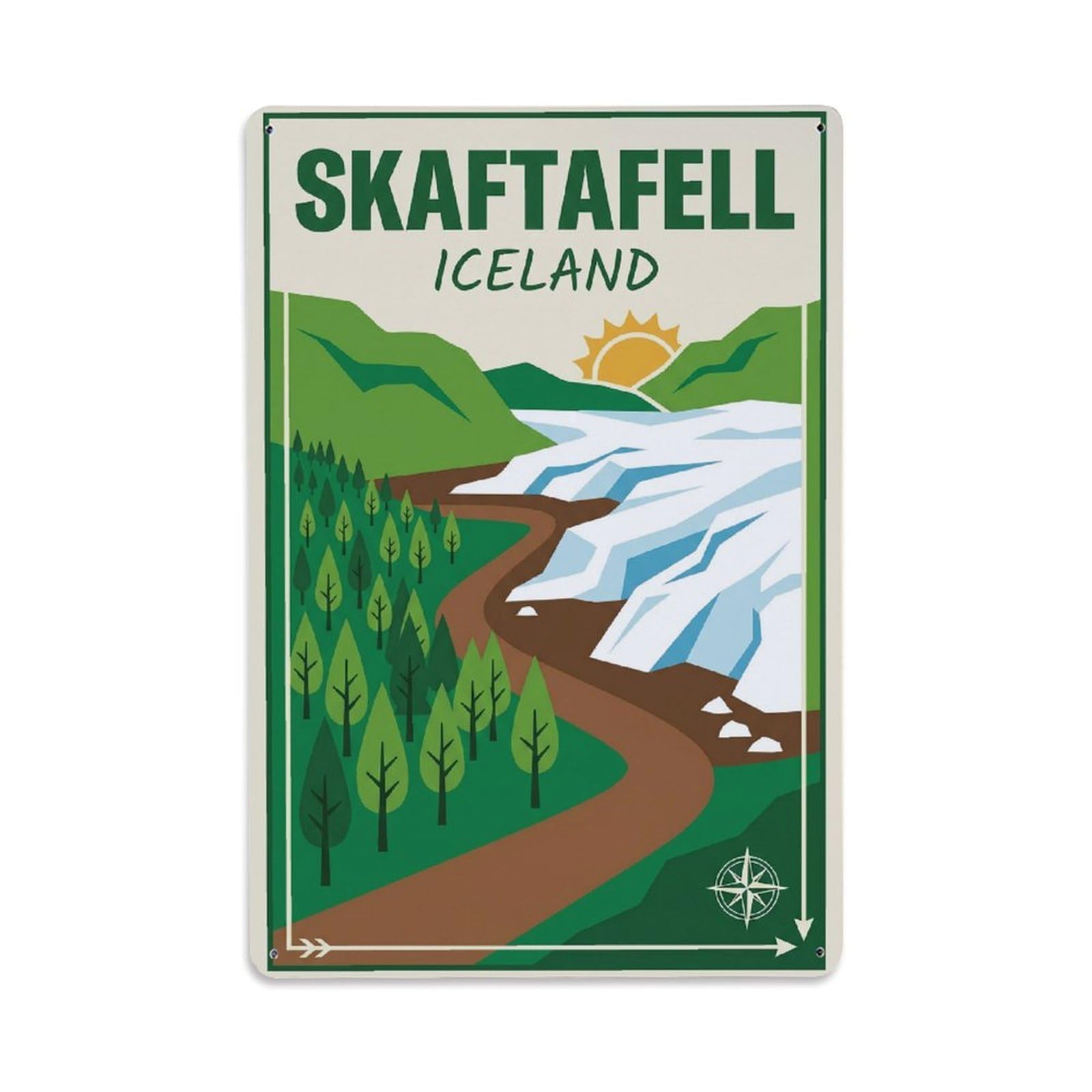 Gead 8X12inch Style Vintage Travel Skaftafell Iceland Park Metal Tin Sign
