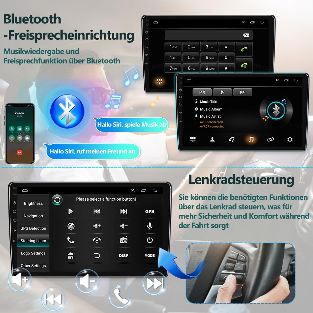 4G+64G Android 14 Autoradio für Seat Mii 2011-2019 mit Carplay & Android Auto, Doppel-Din Autoradio mit Bluetooth 6.86 Zoll HD Touchscreen, WLAN, FM, Rückfahrkamera, MirrorLink, Lenkradsteuerung, Navi