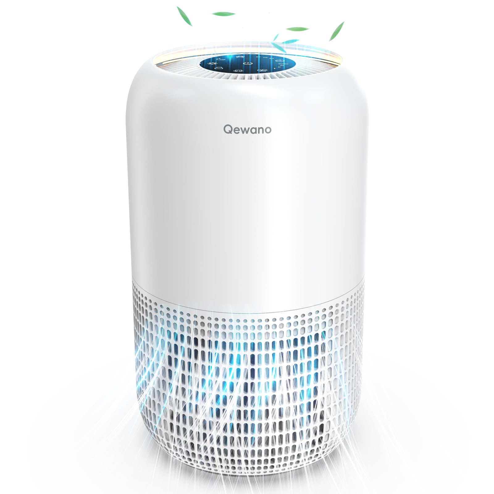 Air Purifiers for Home Large Room up to 1120sq.ft, Qewano H13 True HEPA Air Purifiers for Pets Hair, Dander, Smoke, Dust, Pollen, Odor, Sleep Mode, Timer, Night Light TR-8081 Air Cleaner, White