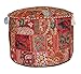 Okrągły osmański indyjski patchwork pufa stołek, etniczny haftowany puf indyjski puf taboret vintage patchwork ozdobiony patchworkiem salon otomana osłona, indyjska pufa do salonu, pokrowiec osmański, 46 x 33 cm przez Online przez Bazar