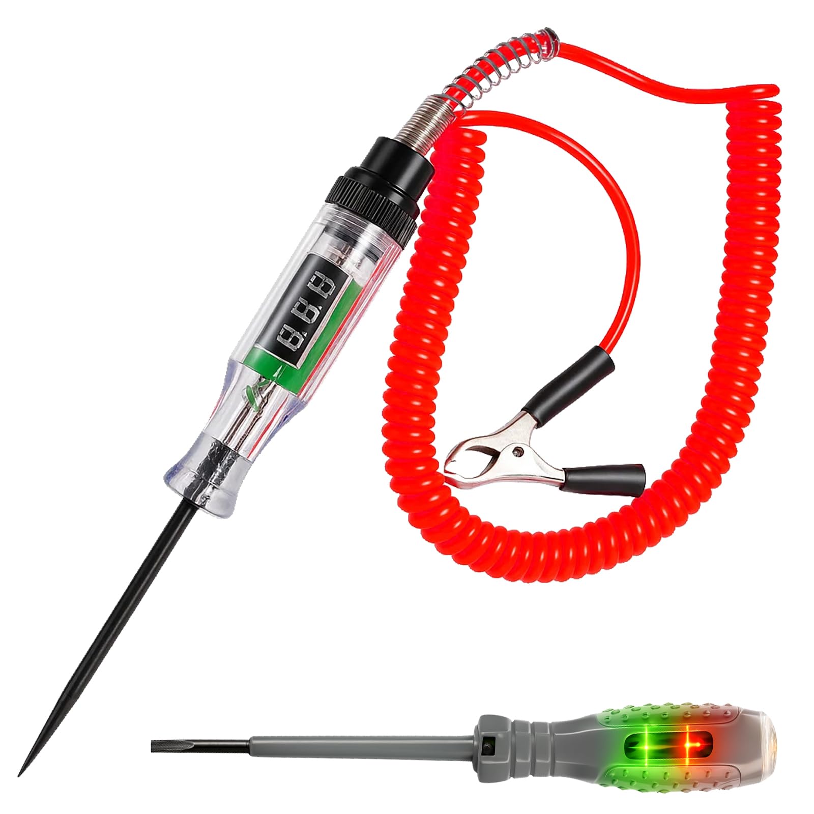 2-Piece Fuse Tester, Car Circuit Tester with Digital Display, 3-120V DC Test Light for Vehicle Electrical Diagnostics, Fuse and Wiring Inspection