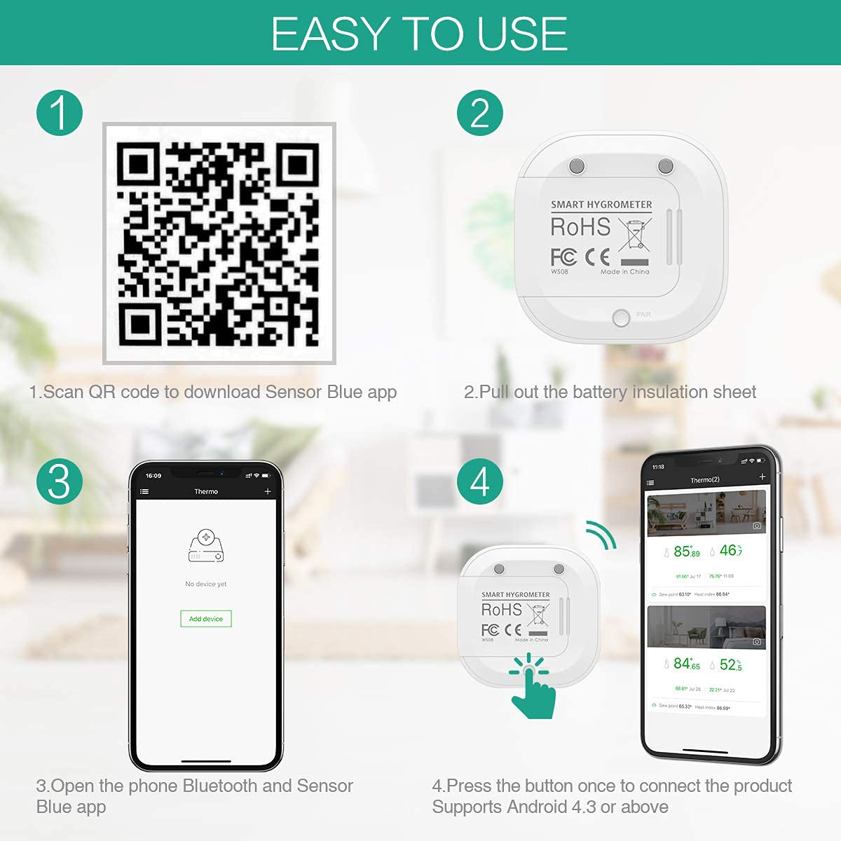 Easy to use setup steps for ORIA sensor