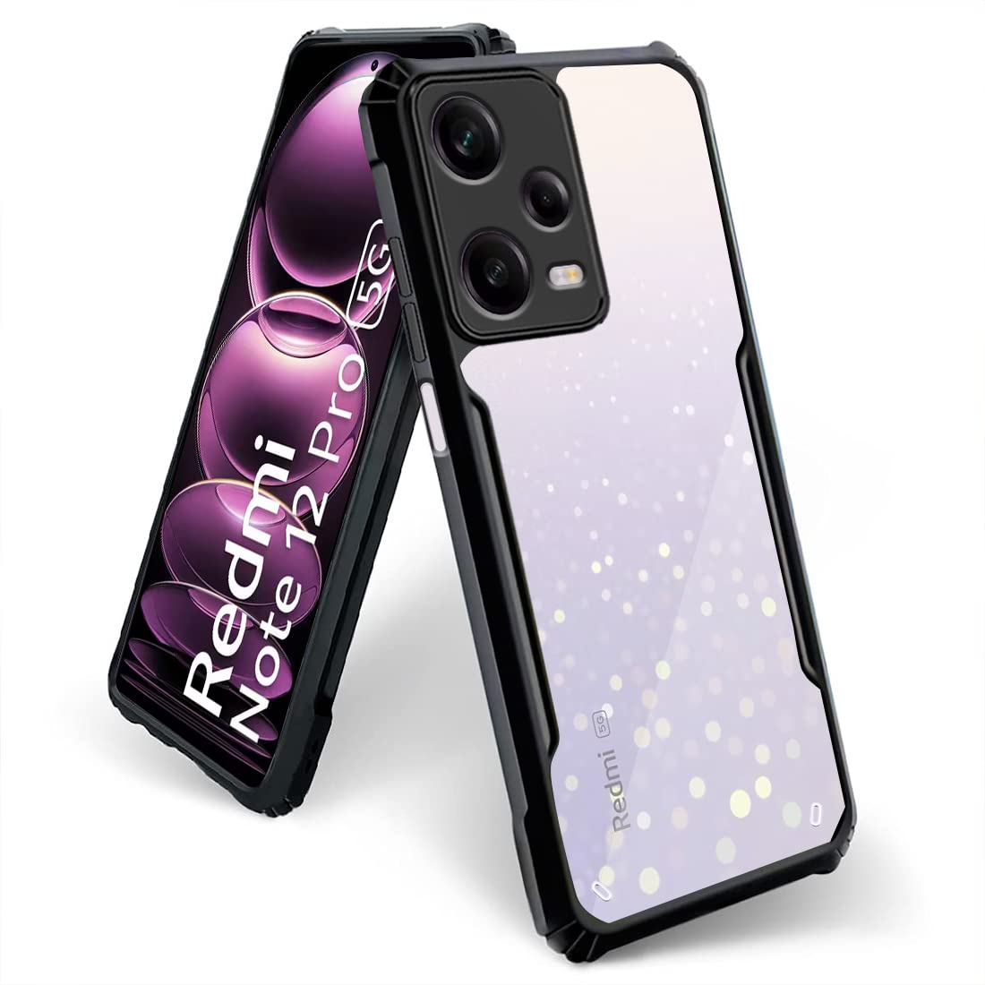 Fashionury TPU+Plastic Shockproof Crystal Clear Back Cover Case for Mi Redmi Note 12 Pro 5G|360 Degree Protection|Protective Design|Transparent Back Cover Case for Mi Redmi Note 12 Pro 5G (Black) (B0BWYD4SF1) Amazon Price History, Amazon Price Tracker