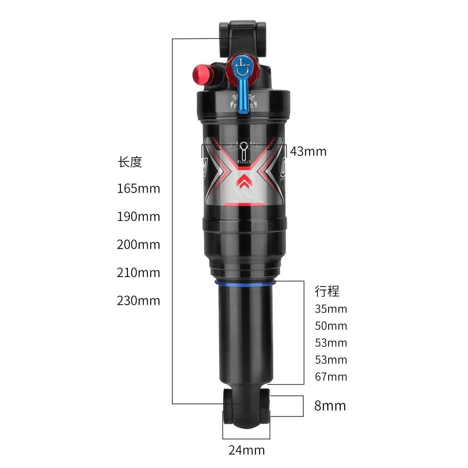 Amortiguador Amortiguadores Amortiguador Trasero Ajustable 190x50 Con Bloqueo Para Bicicleta Montaña XC AO8rc 165Mm 190Mm 210Mm 230Mm 200Mm
