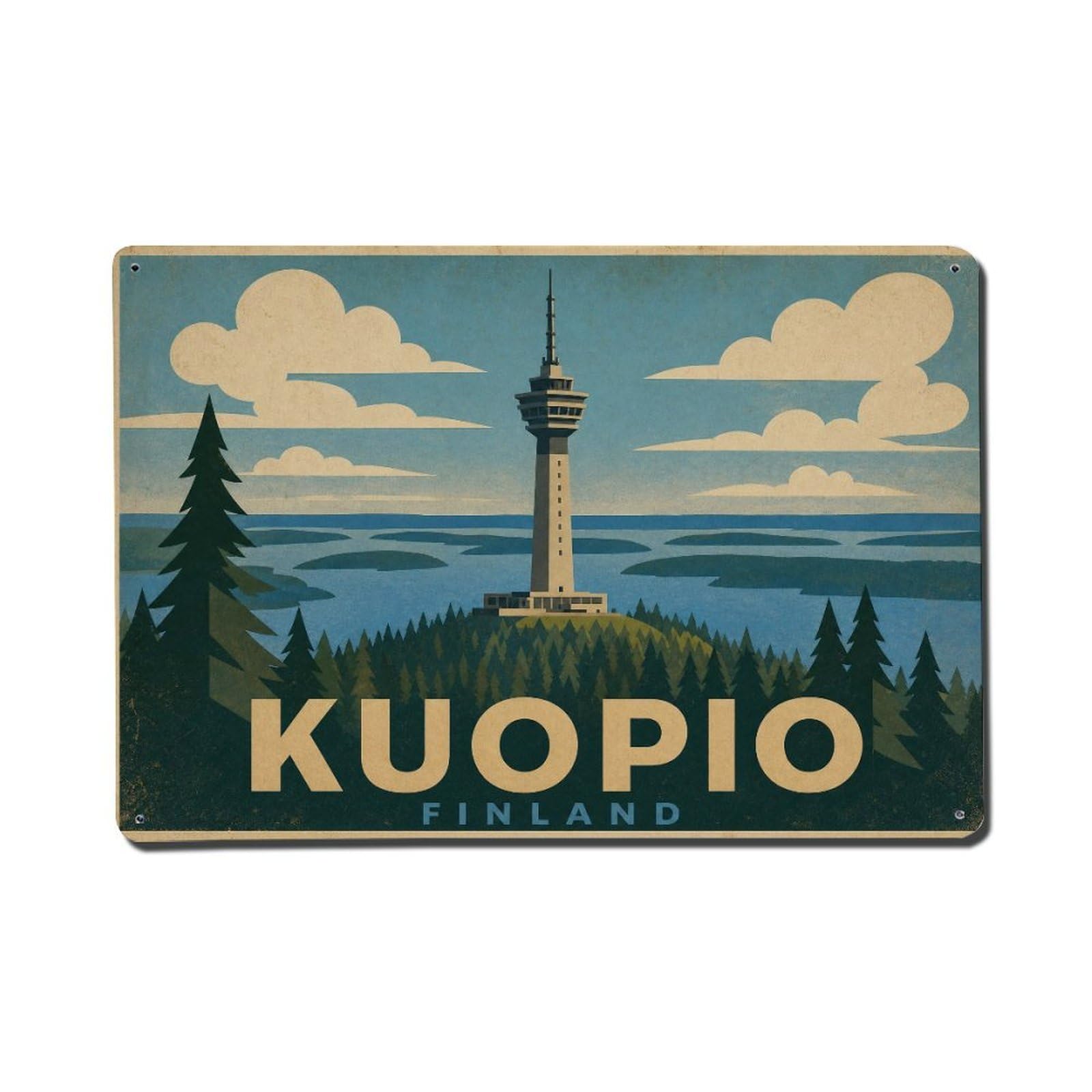 Retro Travel Finland Kuopio Metal Tin Sign