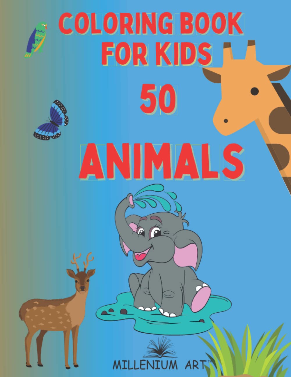 Coloring Book for Kids 50 Animals: For Kids Aged 4+ (Millenium Art Edition) - UK