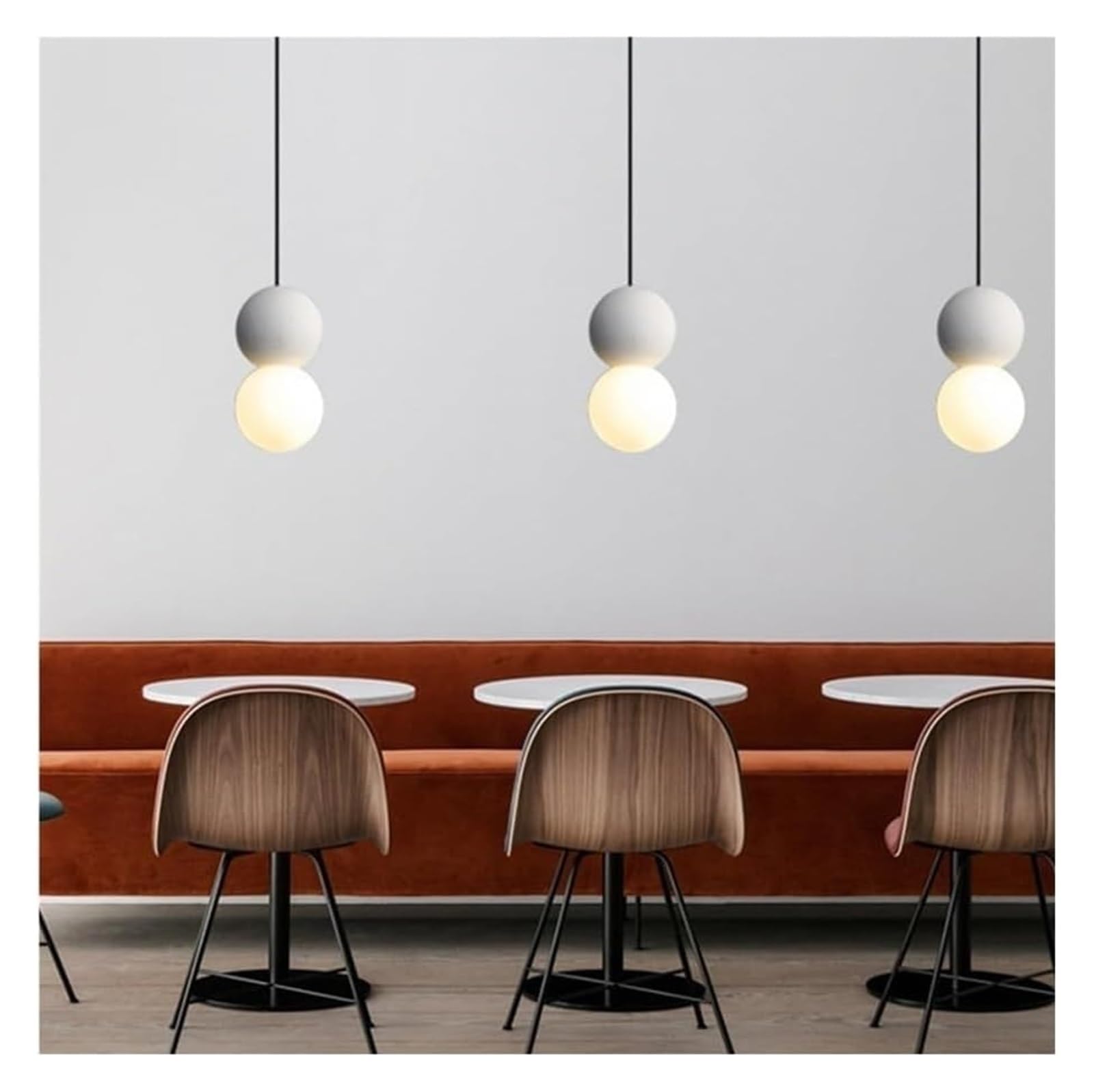 Lampa wisząca Lampa wisząca, betonowe lampy wiszące Biała szklana kula Lampa wisząca Regulowany przewód Wisząca lampa do wyspy kuchennej Sufitowa oprawa oświetleniowa(Gray)