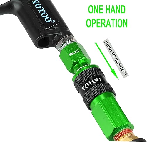 Miniatura 17 de YOTOO Juego de enchufes de aire industriales tipo I/M de 12 piezas con roscas hembra NPT de 1/4 pulgadas, accesorios de aire de aluminio Rojo