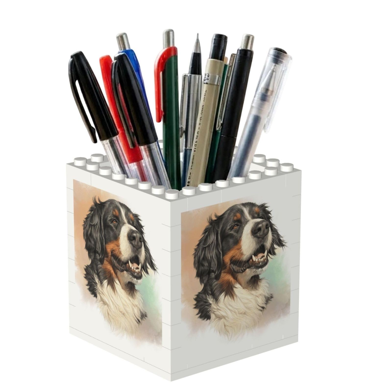 Poadnly Bernese Mountain Dog Realistic Portrait Berner, Pen Pot Pencil Holder for Office Home School, Compact Desk Organiser for Office Stationery
