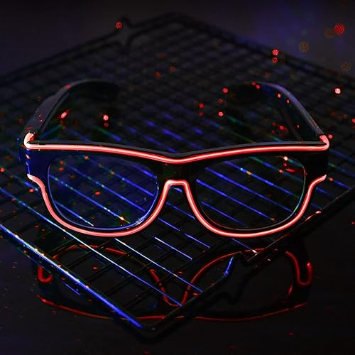 Miniatura 7 de Ainiv Gafas de luz inalámbrica, 3 modos, LED luminosas, que brillan en la oscuridad, para fiestas, DJ, EDM, Halloween, Navidad