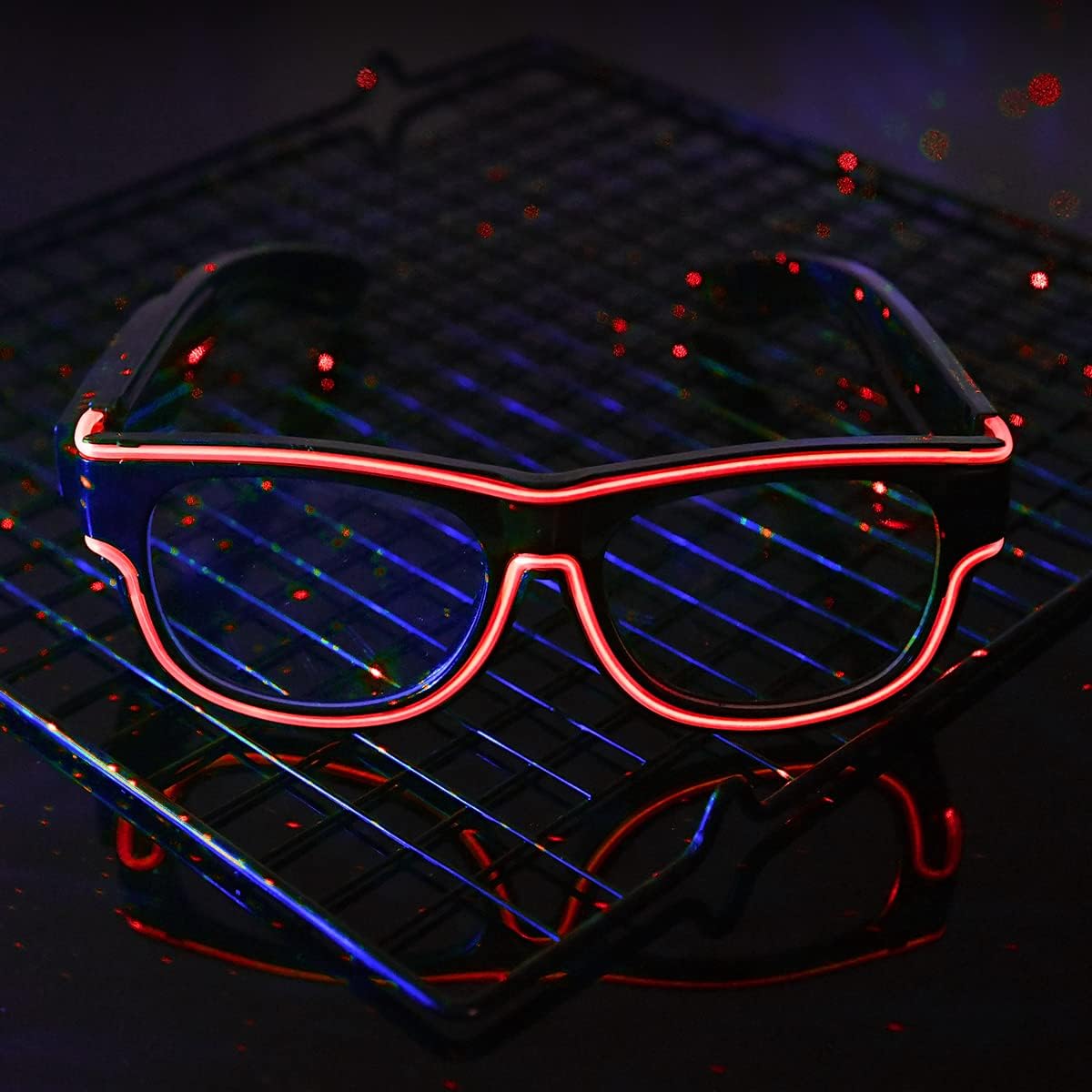 Ainiv Wireless Light up Glasses, Luminous El Wire Neon Party Rave Glasses, 3 Lighting Modes - Image 3