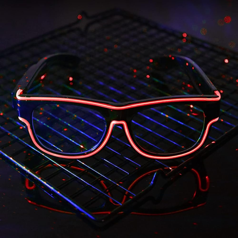 Occhiali LED Neon Per Feste - 12 Pezzi Multicolore | 3 Modalità Lampeggianti - Foto 2