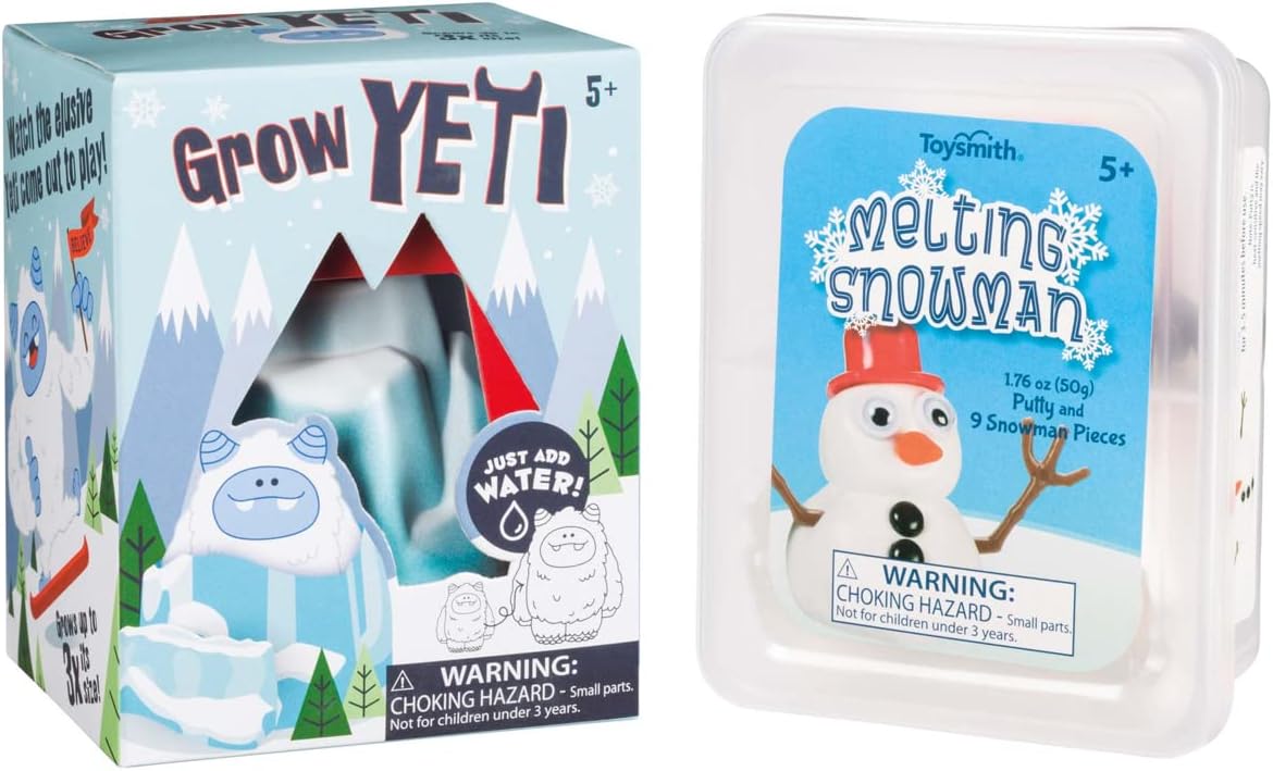 Toysmith Melting Snowman and Hatchin' Grow Yeti; Winter Wonderland Stocking Stuffer Set