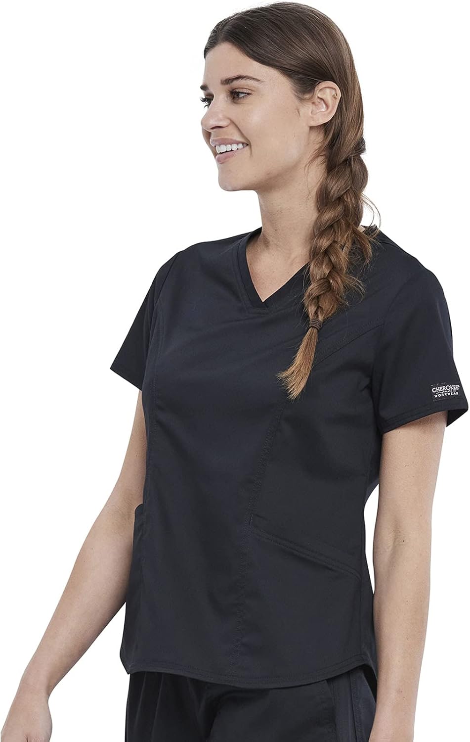 Cherokee Scrubs for Women V-Neck Scrub Top with 2 Pockets, Ultra Soft Stretch, Durable Easy Care Medical Uniform - WW612 - Image 2