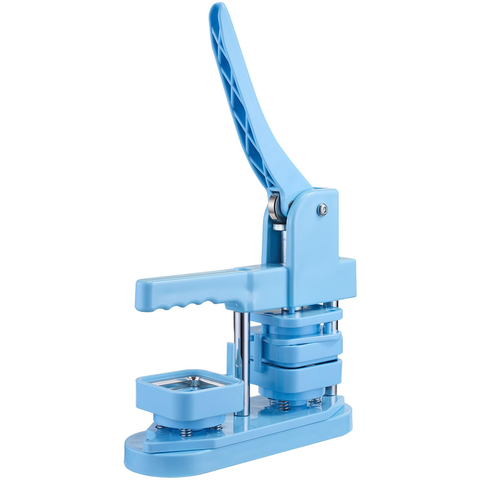 VEVOR Kit per Fustellatrice Manuale di Badge Spillo Bottoni Quadrato 50 x 50 mm, Kit di Punzonatrice Manuale ABS per Badge Spillo Fai-da-Te con Accessori, Blu