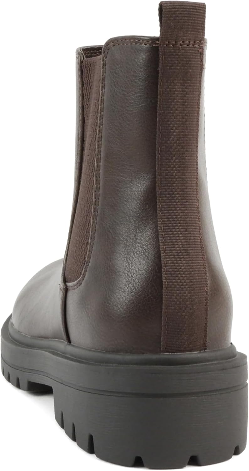 Soda Pilot ~ Women Lug Sole Low Heel Chelsea Fashion Ankle Bootie w/Double Elastic Gore