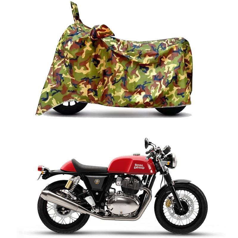 Image of Waterproof 100% PVC Coated Bike Scooty Two Wheeler Body Cover Compatible for Royal Enfie Continen GT 650 Rocker /Heat Protection /Birds Dropping /Scratchproof /Dust Proof [6X6 Jungle Print]