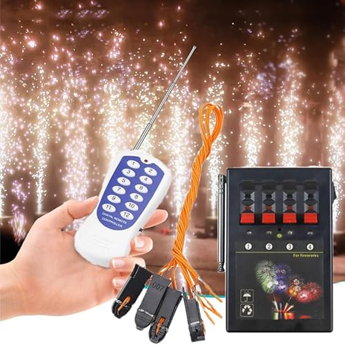 GplHAIN Attrezzatura da Palco Wireless a 4 Canali con Telecomando, Controllo Remoto Wireless, per Spettacoli sul Palco, Decorazioni per Feste Matrimonio, Distanza Massima:150M