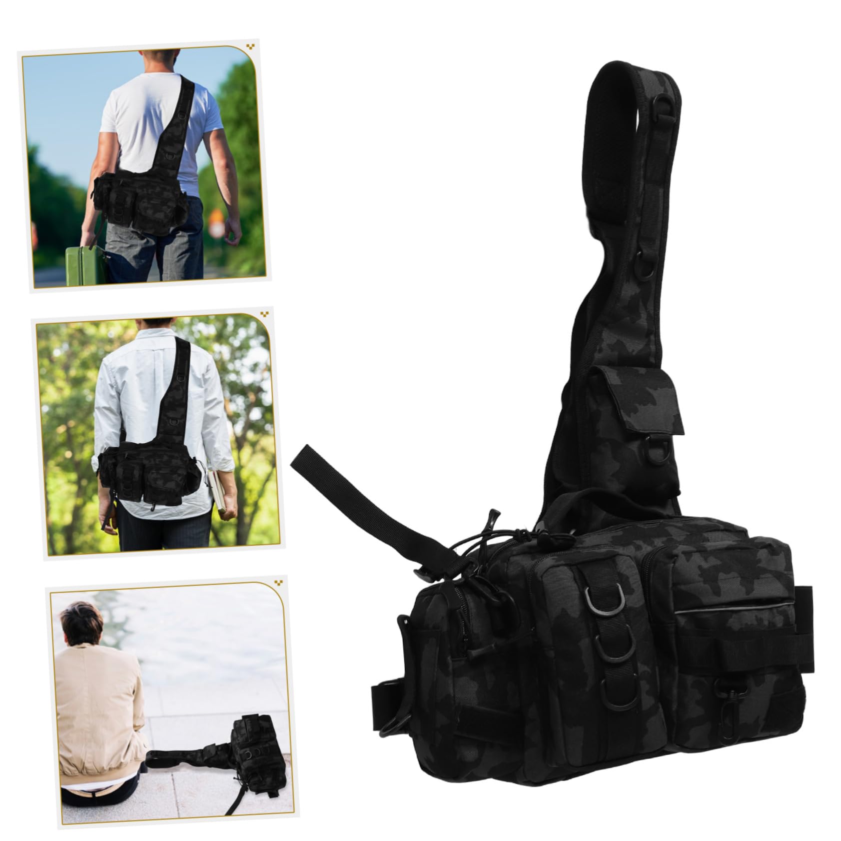 Yardwe Borsa Tracolla per Attrezzatura da Pesca Resistente con Porta-Attrezzi Zaino da Spalla per Esterni Escursionismo Caccia e Campeggio