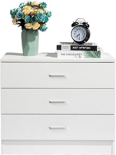 Zimtown Cómoda blanca de 3 cajones para dormitorio, cajoneras pequeñas, mesita de noche moderna, cómoda con 3 cajones de almacenamiento, aparadores disponible en Yaxa Costa Rica