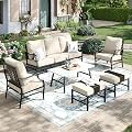 MIXPATIO 6-Piece Patio Conversation Set, Coffee Table, 2 Ottomans, Beige