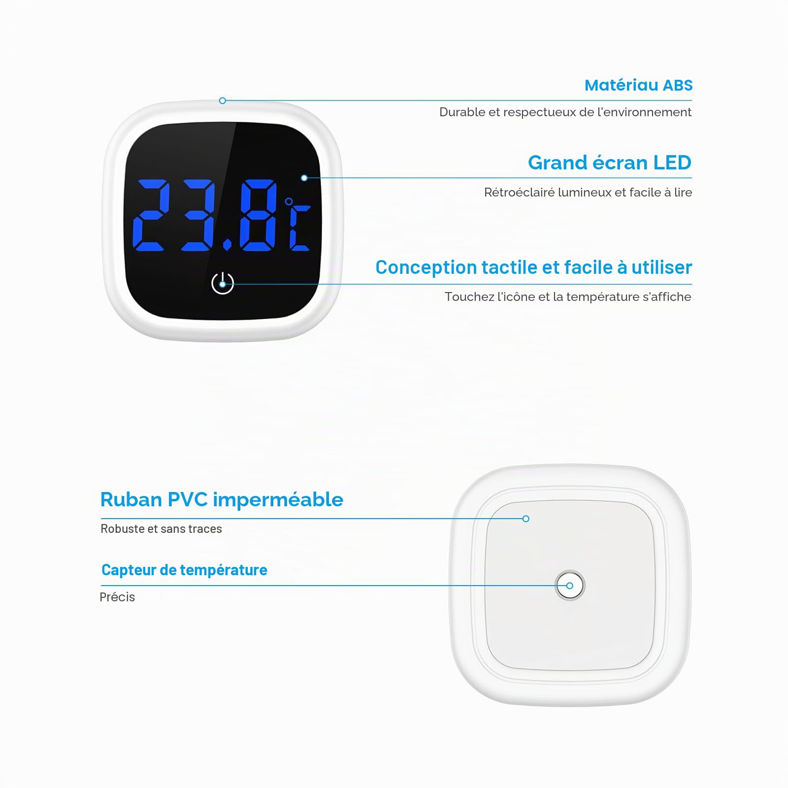 Brifit Thermomètre Aquarium Numérique, Mini Thermometre d'aquarium avec Ecran Tactile, Affichage LED, Thermometre Eau sans Fil pour Marine, Eau Doucee, Aquarium