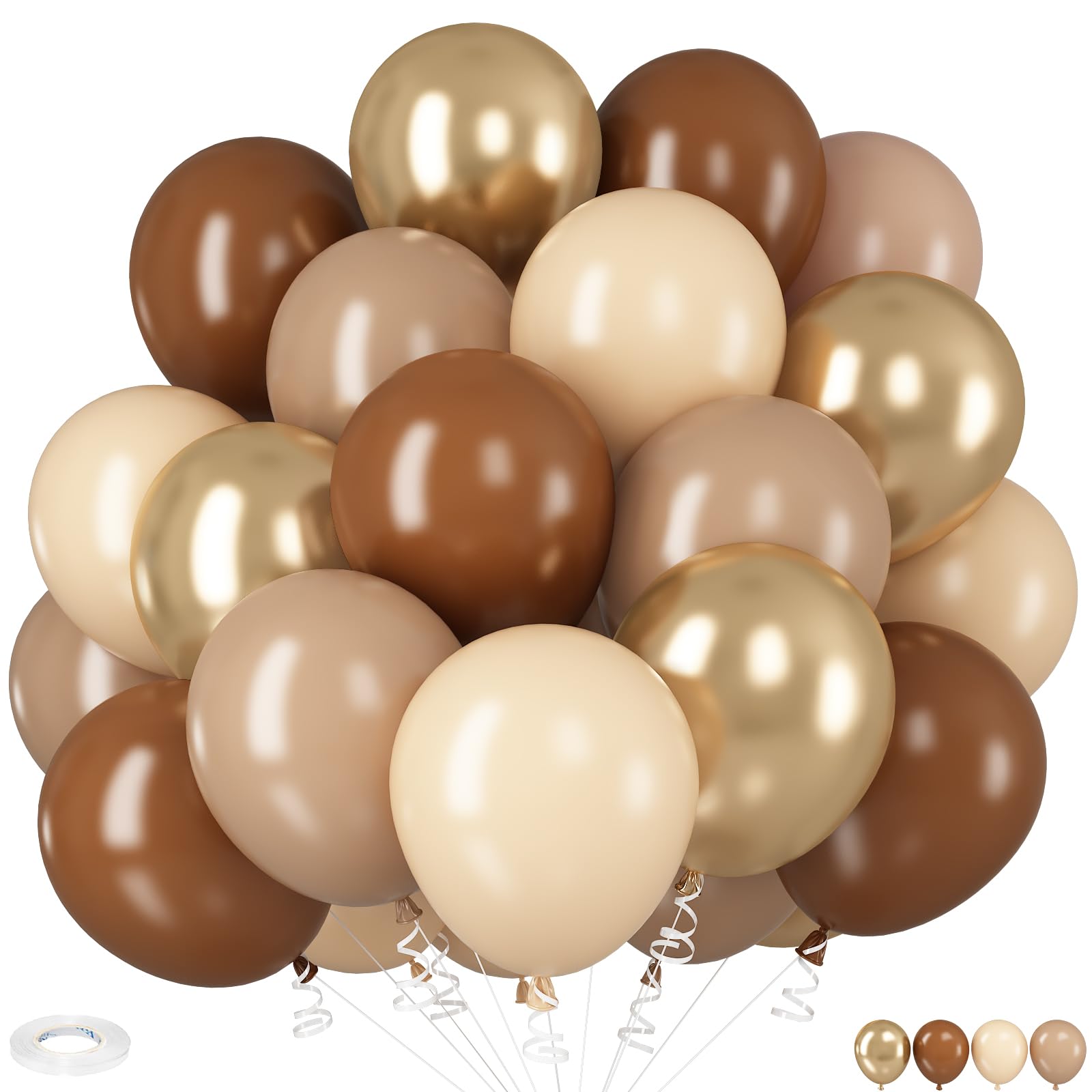Brązowe złote balony, 30 cm, morelowe balony, beżowe, metaliczne, brązowe, złote, lateksowe, na urodziny, baby shower, dżunglę, boho, ślub, rocznicę, dekoracje imprezowe
