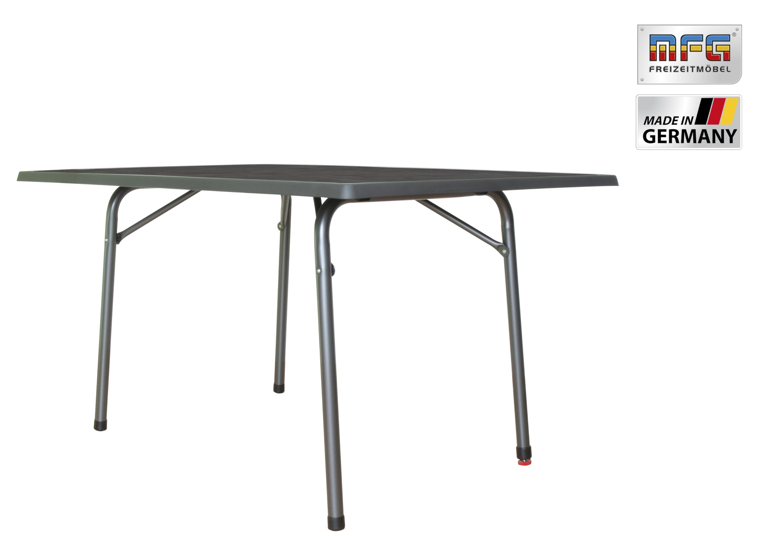 MFG Garten-Klapptisch 132x90 cm, Gartentisch | Wetterfest | Platzsparend klappbar | mit Niveauausgleich | Montagefrei | Gestell: anthrazit, Plattendekor: Schiefer