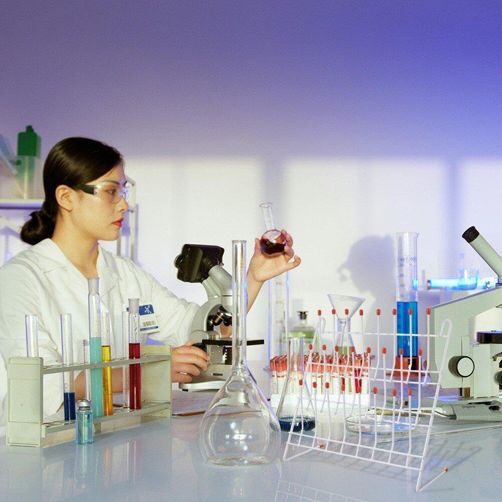 Röhrchen-trockengestell, Labor-abtropfgestell, Glaswaren, Becher-trockenhalter, Stahldraht, Testbaumständer, Reinigungsrahmen, Werkzeug, 24 Klammern, Flaschen-trockengestell