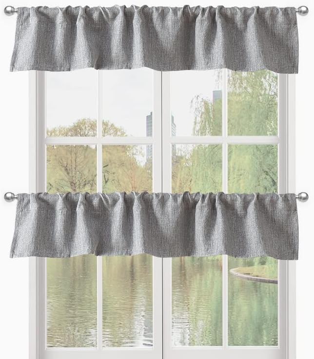 Cenefas de Cocina para Ventana 2 Paquetes, cenefas de 10 pulgadas para Ventanas, Textura de Lino de Arpillera Sala de EstarVentana Pequeña Estilo