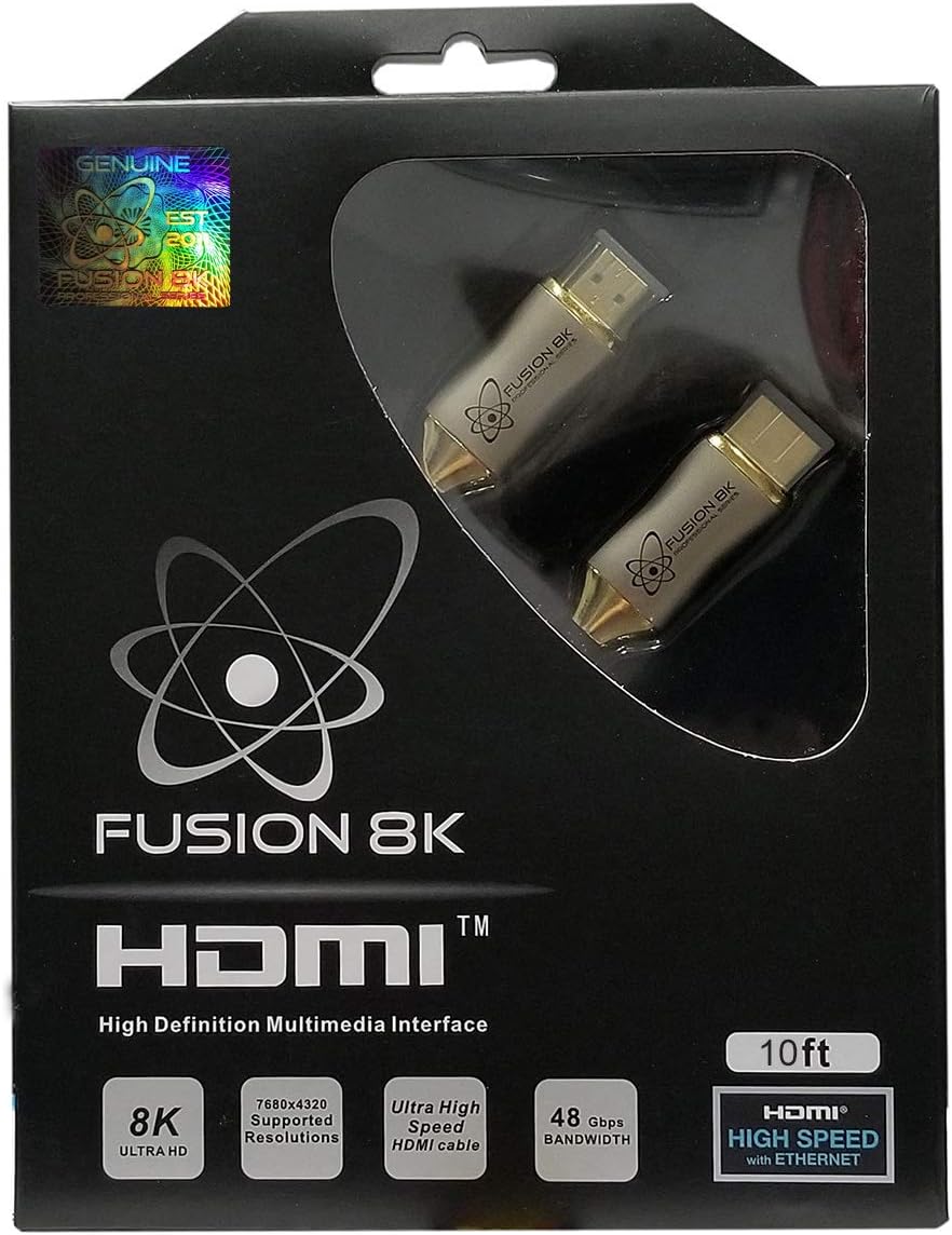 Fusion8KWONSUN HDMI 2.1 Cable Supports 8K @60Hz and 4K @120Hz Compatible with All TVs, BluRay, Xbox Series X, PS5 (3 Feet)