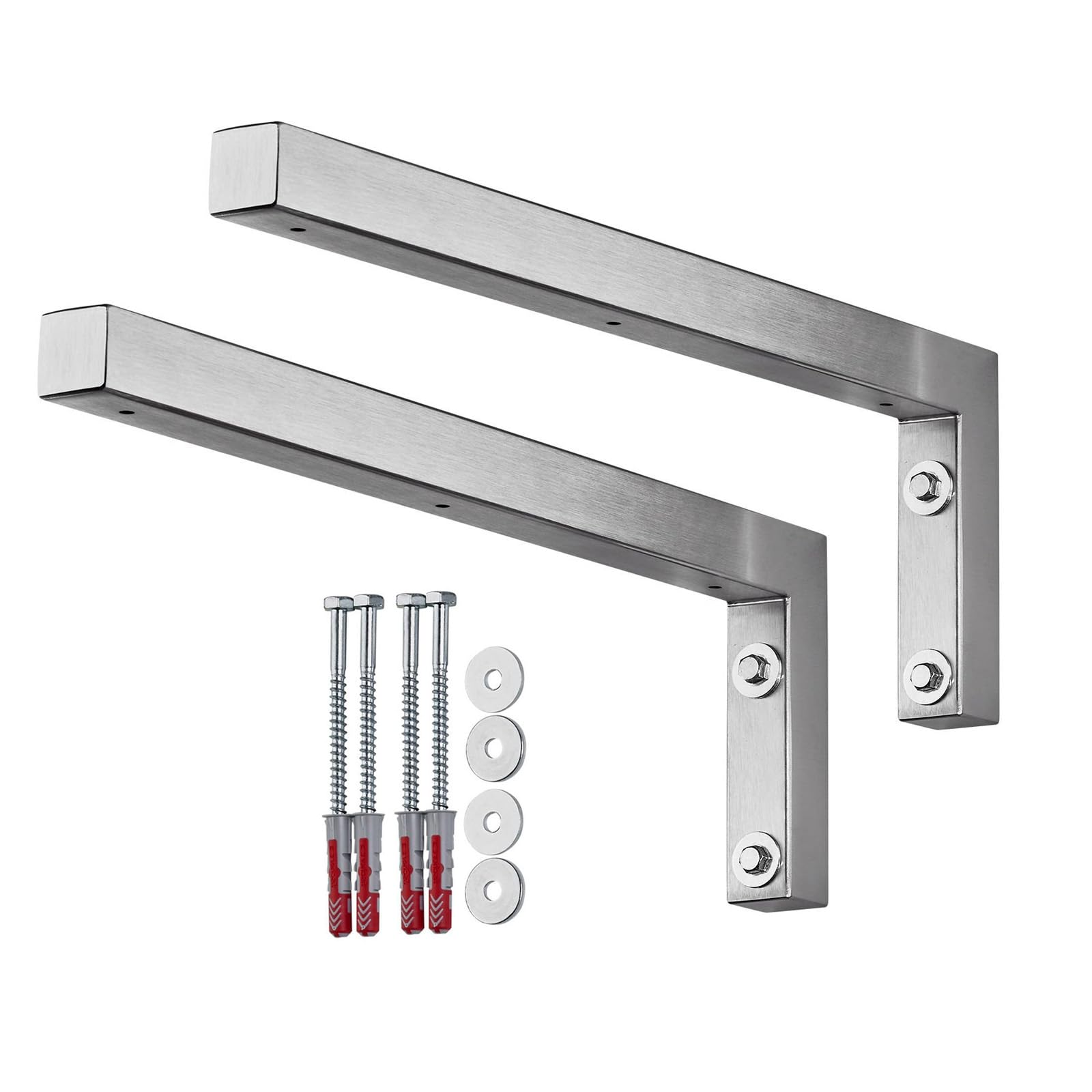 SOTOOLS 2 x Regalwinkel L-Winkel aus Edelstahl 450x150x30 gebürstete Oberfläche, stabile Regalkonsole, auch für Waschtische