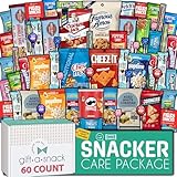 Gift A Snack - Valentines Day Snack Box Variety Pack Care Package + Greeting Card (60 Count) Birthday Sweet Treats Gift Basket, Candies Chips Crackers Bars Office Food Assortments & Variety Gifts