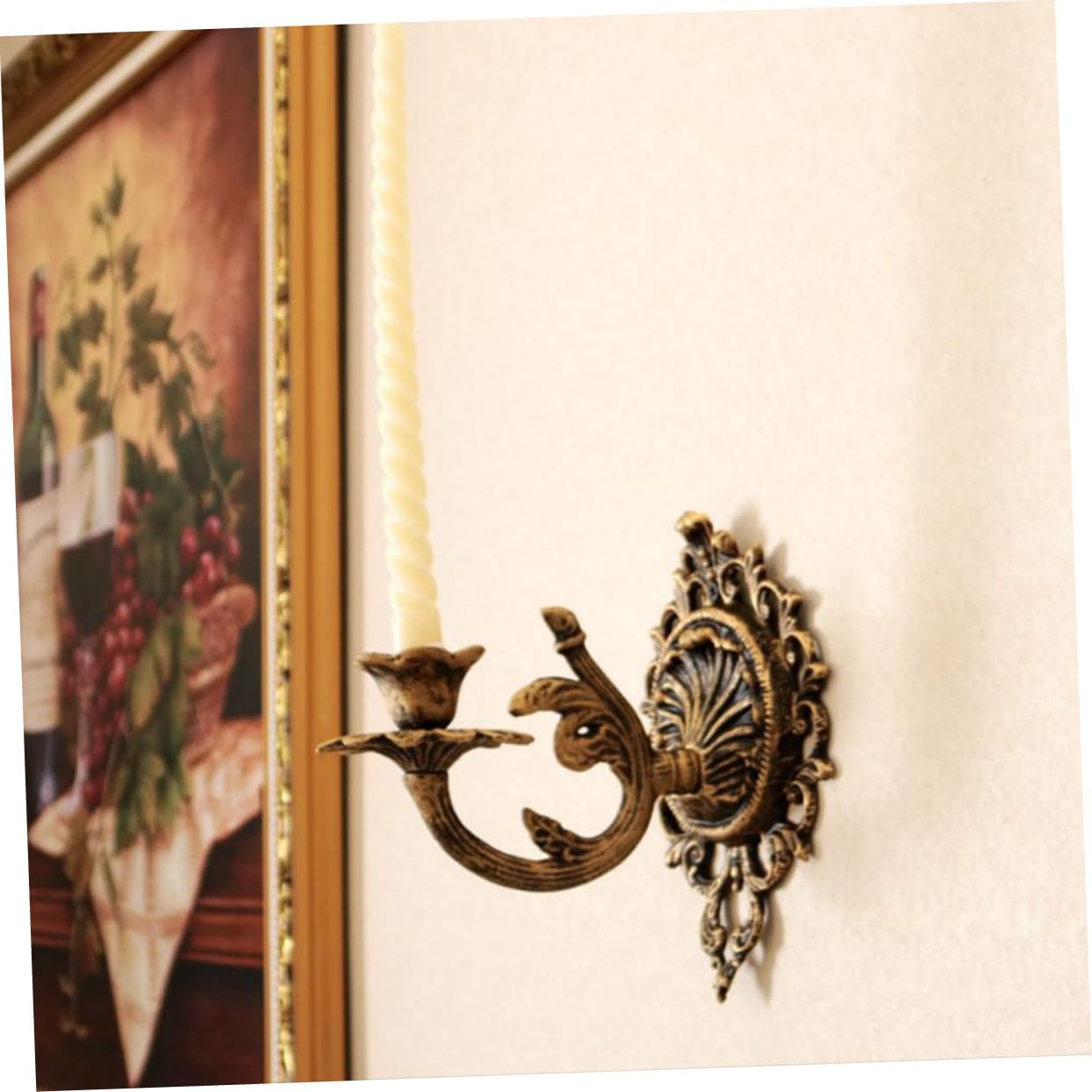 PRETYZOOM Rustic Cast Iron Wall Candlestick Elegant Decorative Holder Multifunctional Hanging Mount for Home Living Room Bedroom Dining Room