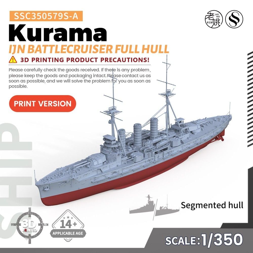 Zestaw niepomalowanych modeli wojskowych 1/350 do pełnego kadłuba krążownika IJN Kurama Battle Cruiser